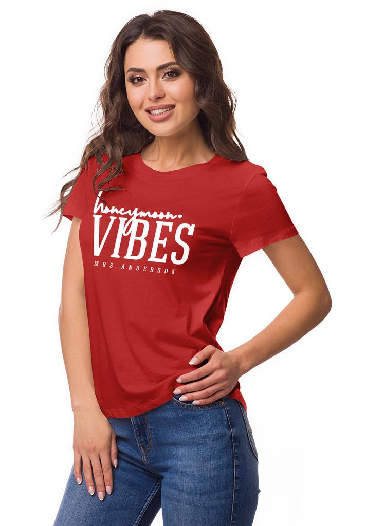 Inkdotpot Personalized Womens Tshirt Top Honeymoon Vibes Mrs Wedding  Announcement