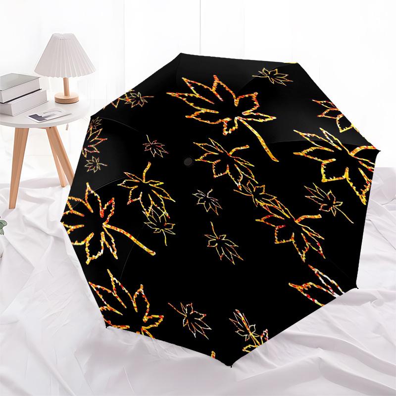 1pc Autumn Leaves Pattern Umbrella with Plastic Handle,Vibrant Cartoon Pattern,Multi-functional UmbrellaPT154