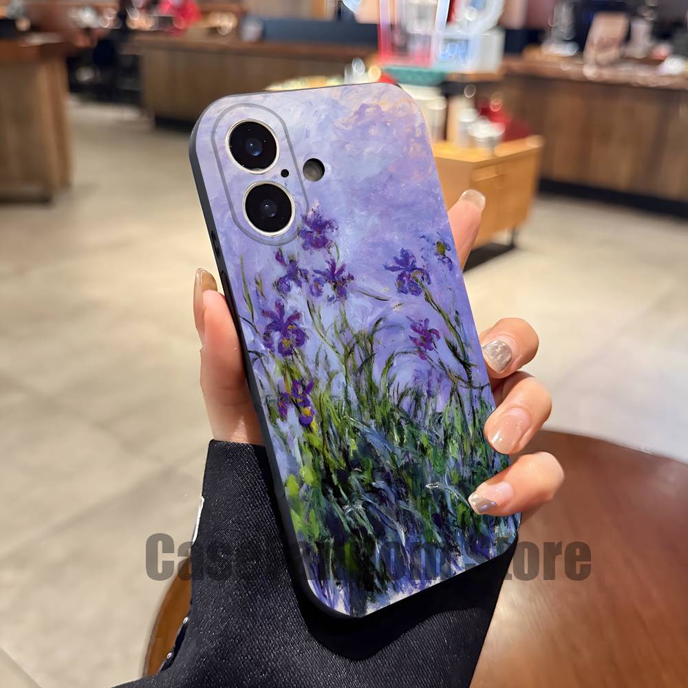 

Чехол для телефона с картиной Клода М-Моне для iPhone 17,16,15,14,13,12,11,Pro,Max,Plus Черный Мягкий Чехол iPhone16pro