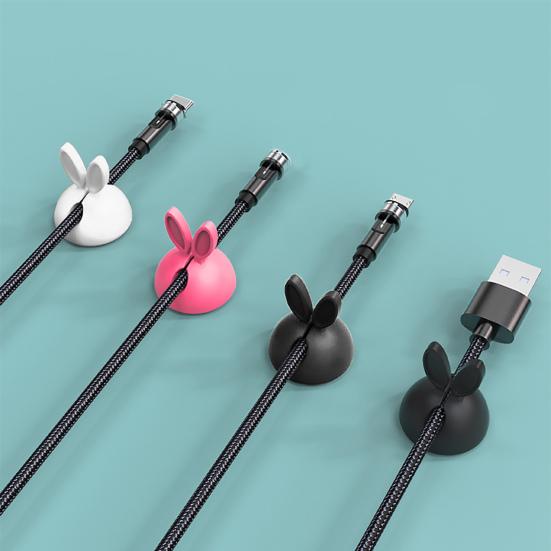 3Pcs/Set Cable Holder Rabbit Ear Shape Creative Cartoon Silicone Self-adhesive Wire Cord Organizer