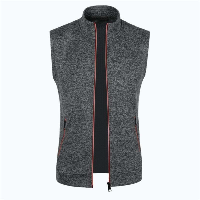 Mens Slim Fit Knit Fleece Zip Up Vest With Pockets