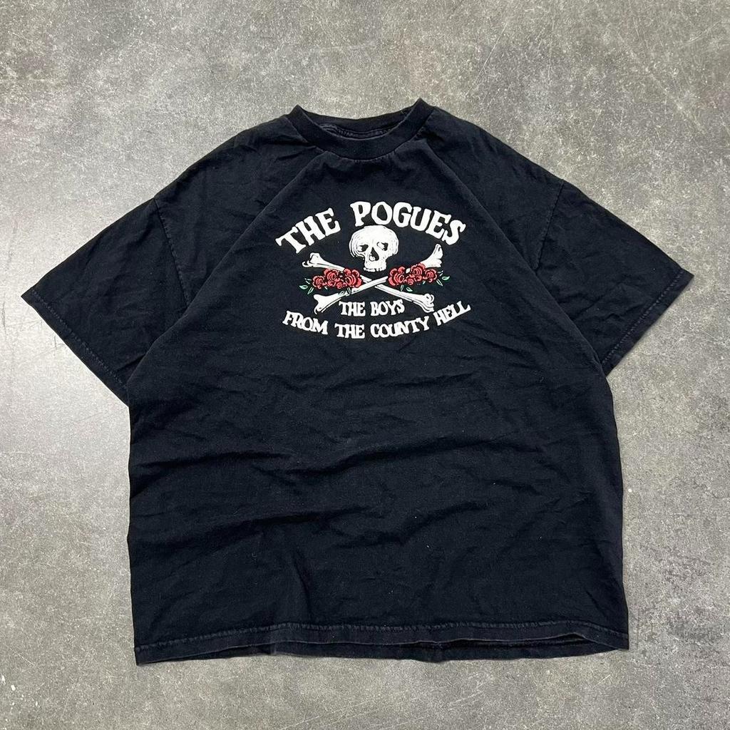 Vintage 2000s Black The Pogues Celtic Punk Band Tee S to 5XL NZ395 FREE SHIPPING