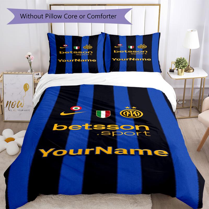Inter Milan Customize Your Name Bedding Set Breathable Duvet Cover with Pillowcases Home Decoration Birthday Gift