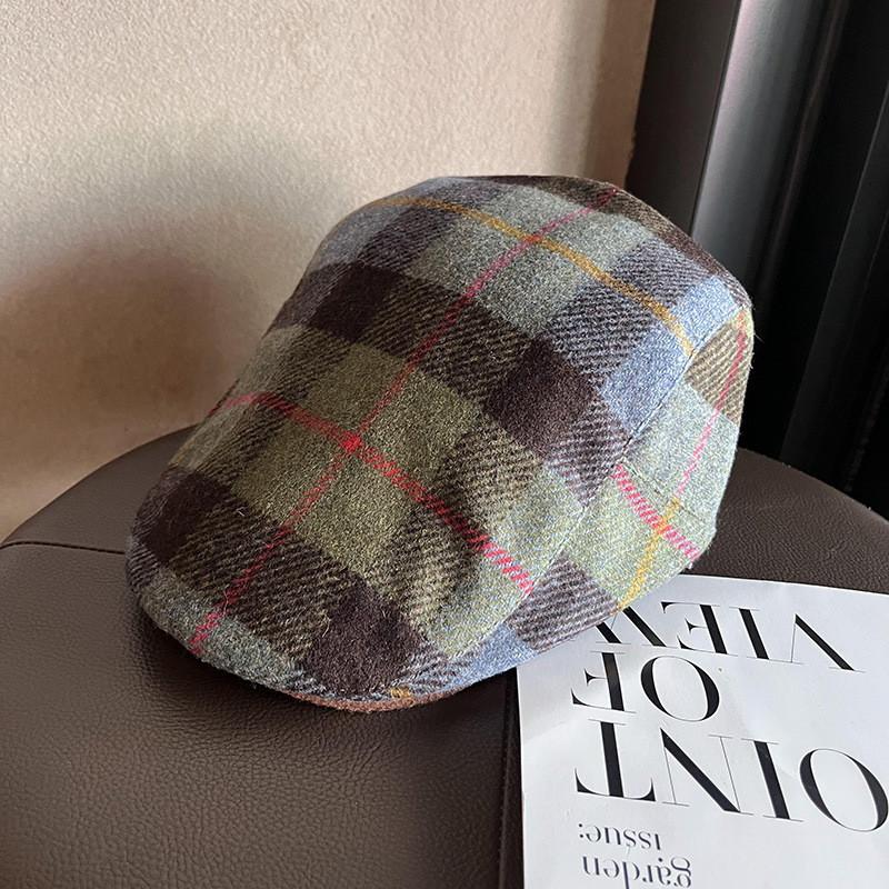 Retro Autumn Fashion Checkered Pattern Women Casual Beret For Use Outdoor