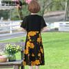 Women Splicing Fake Two Pieces Chiffon A-line Dress Printed Waist Large Hem Dresses