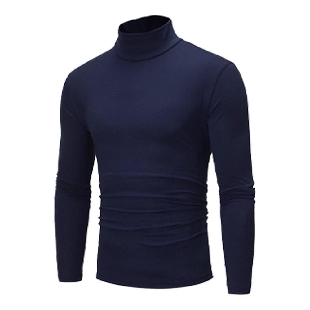 Herren Slim Fit Pullover-T-Shirt mit hohem Kragen und langen Ärmeln für Herbst/Winter