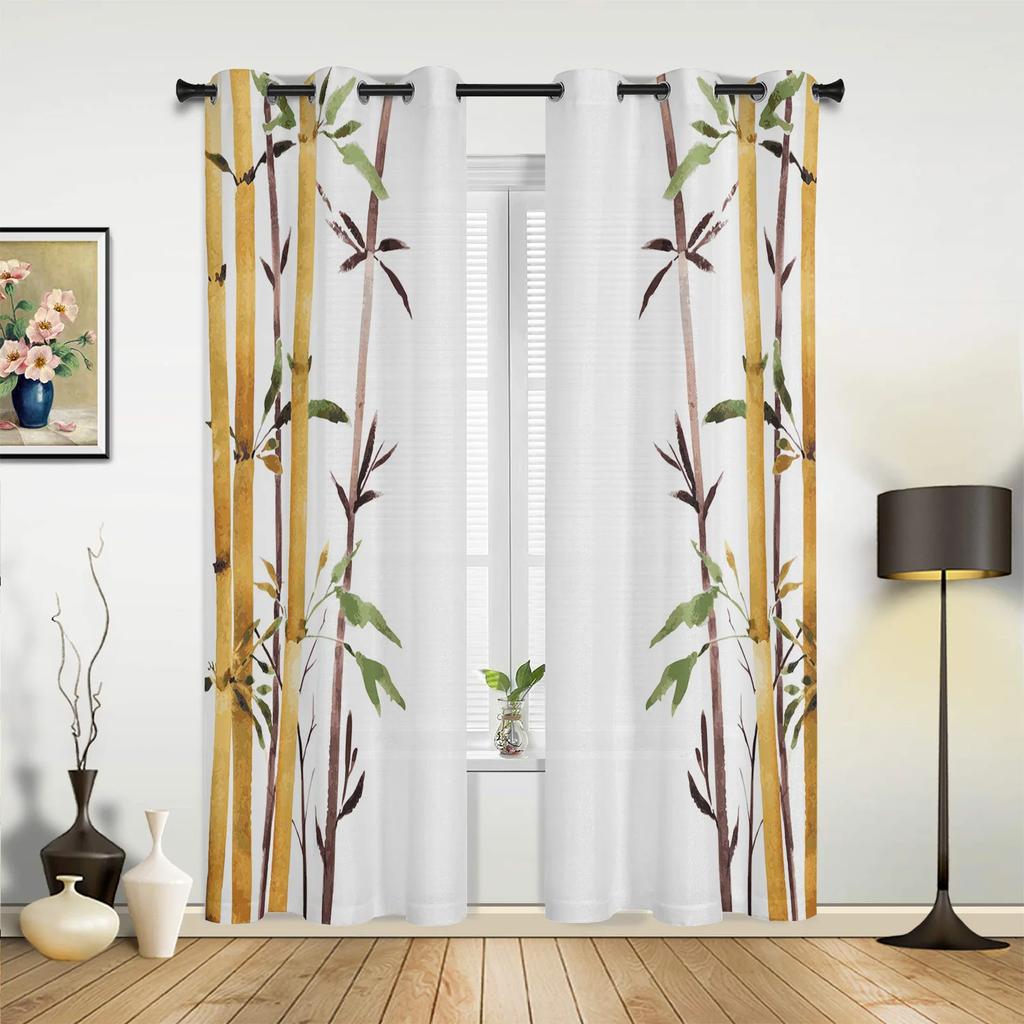 Perdele din bambus, retro, cu plante ponosite, pentru dormitor, sufragerie, draperii, bucatarie, camera copiilor, perdea pentru fereastră, decor modern