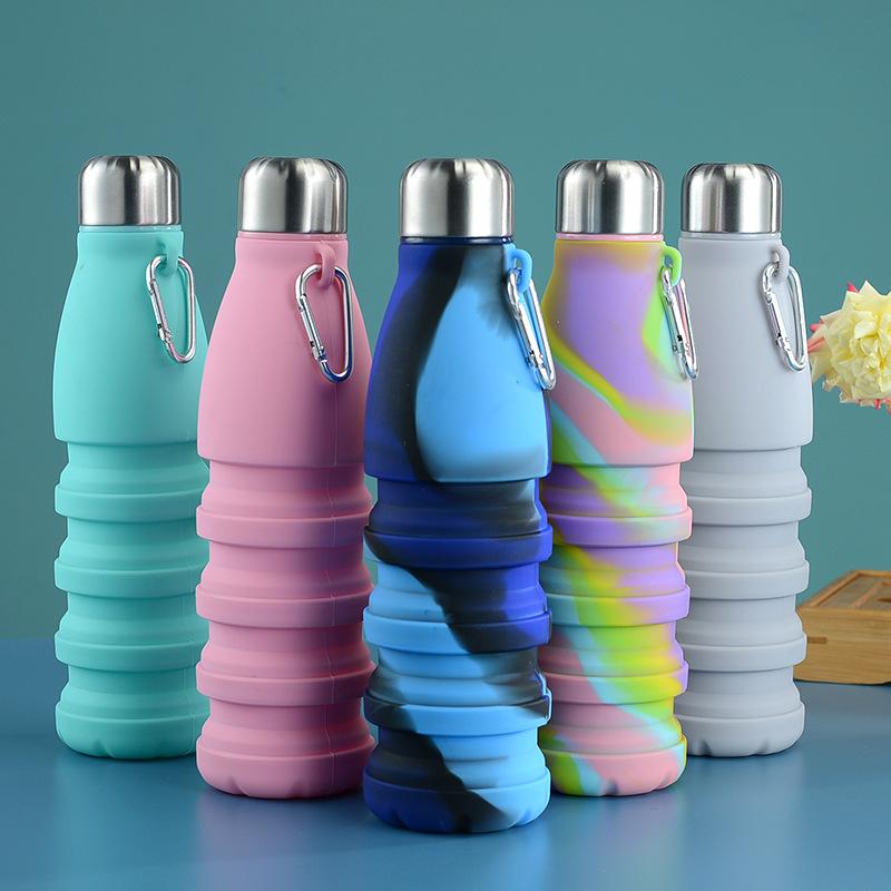 1PC Water Bottle Creative Collapsible Silicone Cola Bottle Large Capacity Outdoor Fitness Portable Bottle
