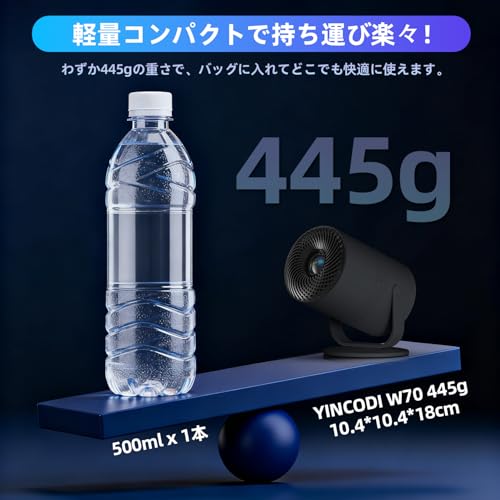 YINCODI Home Projector [Industry's First Ultra-Compact and Lightweight Projector with Android TV and 270° Rotation] Compact Projector, 25000lm, 1080P