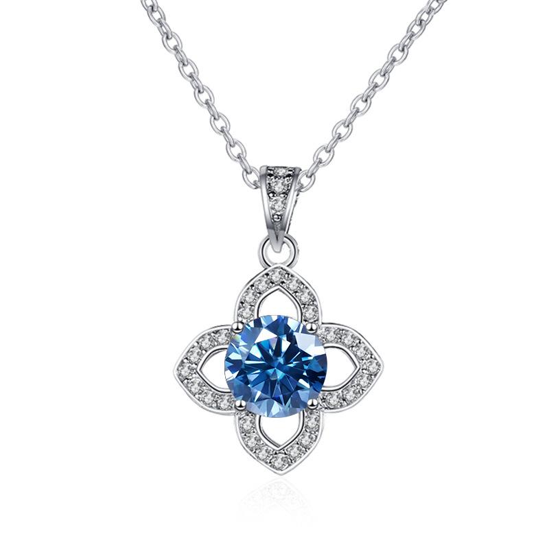 Bague Ringen 1ct VVS D Color Moissanite Pendant Necklace Women's 925 Sterling Silver Lucky Clavicle Chain Valentine's Day Gift