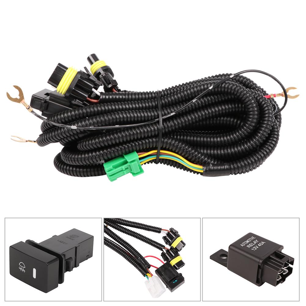 

Для Honda Infiniti Мотоциклетный жгут противотуманных фар Черный H11 разъем проводки со светодиодным индикатором Переключатель автомобильного реле Аксессуары золотой