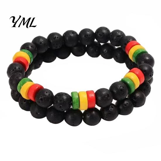 Simple Men Wrist Decor Natural Obsidian Stone Bracelet for Men, 8mm Rock Beaded Casual Daily Wear Jewelry Stretch Bracelet, Stackable Elastic
