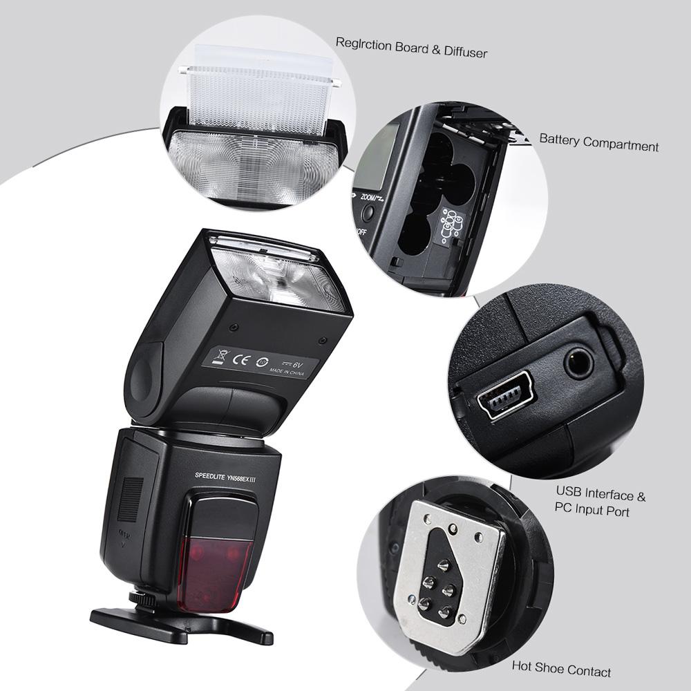 YN568EX III Wireless TTL Master Slave Flash Speedlite GN58 1 8000s High Speed Sync Supports USB Firmware Upgrade