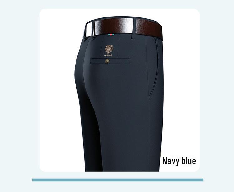 Men's Four-Way Stretch Casual Pants: Autumn/Winter Straight-Fit, High-Elastic Business Trousers
