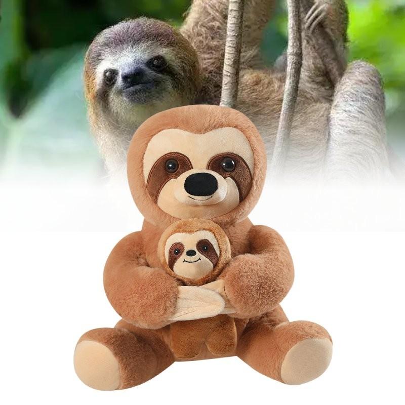 Cute Sloth Plush Toy Mother And Baby Soft Stuffed Animal Doll Kids Gift 20cm And 30cm