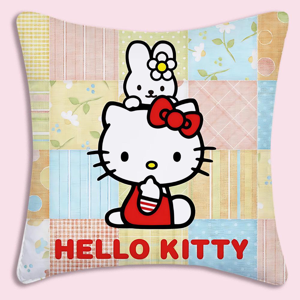 Cartoon Sanrios Hellokitty Hot Pillow Covers Cartoon Sofa Decorative Home Doublesided Printing Short Plush Cute Cushion Cover
