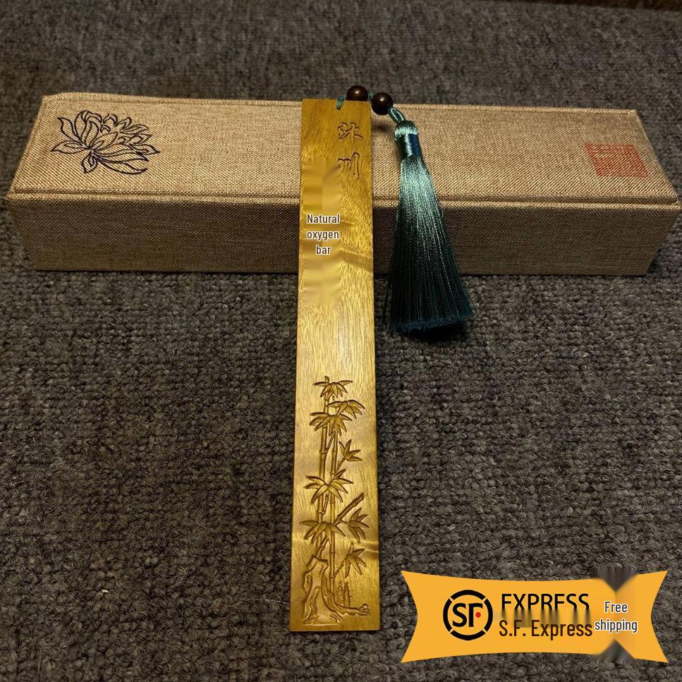 Golden Silk Nanmu Bookmark: Chinese Style Graduation & Teacher Gift 18 x 2.5 x 0.3 cm жёлтый