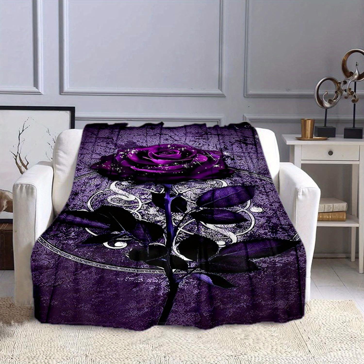 

1pc Rose Print Blanket, Flannel Blanket, Soft Warm Throw Blanket Nap Blanket For Couch Sofa Office Bed Camping Travel 130cmx150cm
