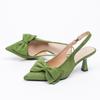 Women's Large Size Summer Pointed Toe Thin High Heel Single Shoes Spring Casual Stiletto Bow Solid Color Sandals Shoes 36-42