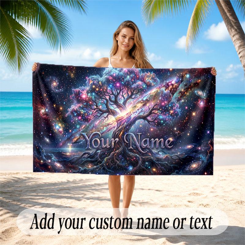 Lebensbaum-Thema Strandtuch Personalisiert mit individuellem Namen & Text Weich Schnelltrocknend Strandtuch für Schwimmen Reisen