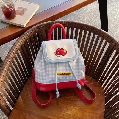 Schoolbag1011 College Style Cute Mini Schoolbag Foreign Style Children's Backpack Japanese Cute Plaid Embroidered Backpack