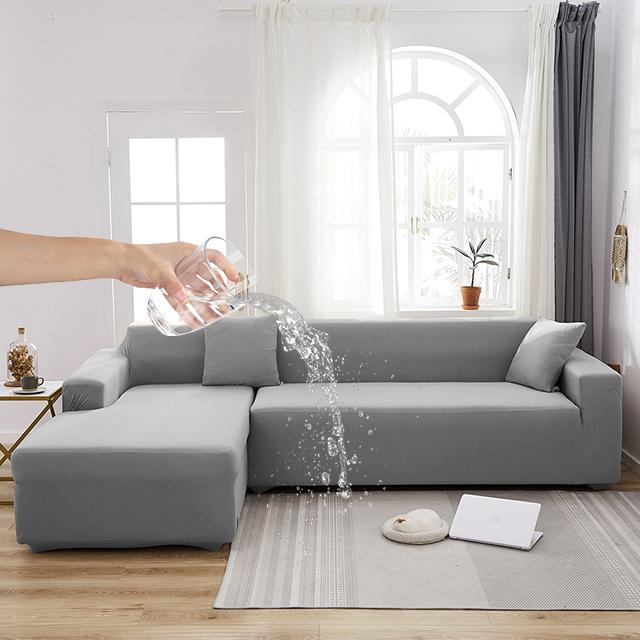 Water Proof Elastic Sofa Covers For Living Room Solid Color Sofa Slipcover Stretch Couch Cover Corner L Shape Sofa Need Buy 2pcs