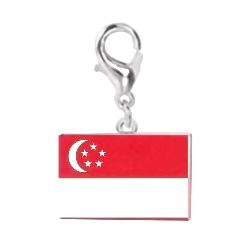 Braccialetto con Charm Bandiera in Acciaio Inossidabile con Moschettone, Gioiello Ciondolo Paese per Regalo di Viaggio Accessorio Stile