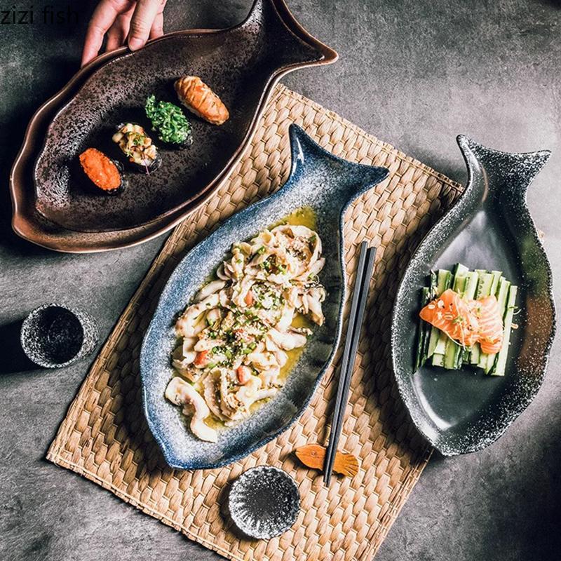 Zmiany Pieca Ceramiczny Talerz w Kształcie Ryby Domowy Talerz do Gotowania na Parze Ryb Talerz do Sashimi Talerze do Serwowania Restauracyjne Polecana Zastawa Stołowa