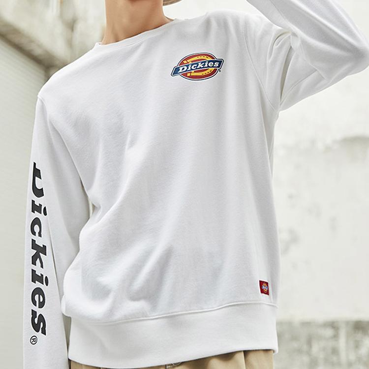 Dickies Cotton Fleece Logo Print Crewneck Sweatshirt Unisex sweatshirt White DK008148C4D