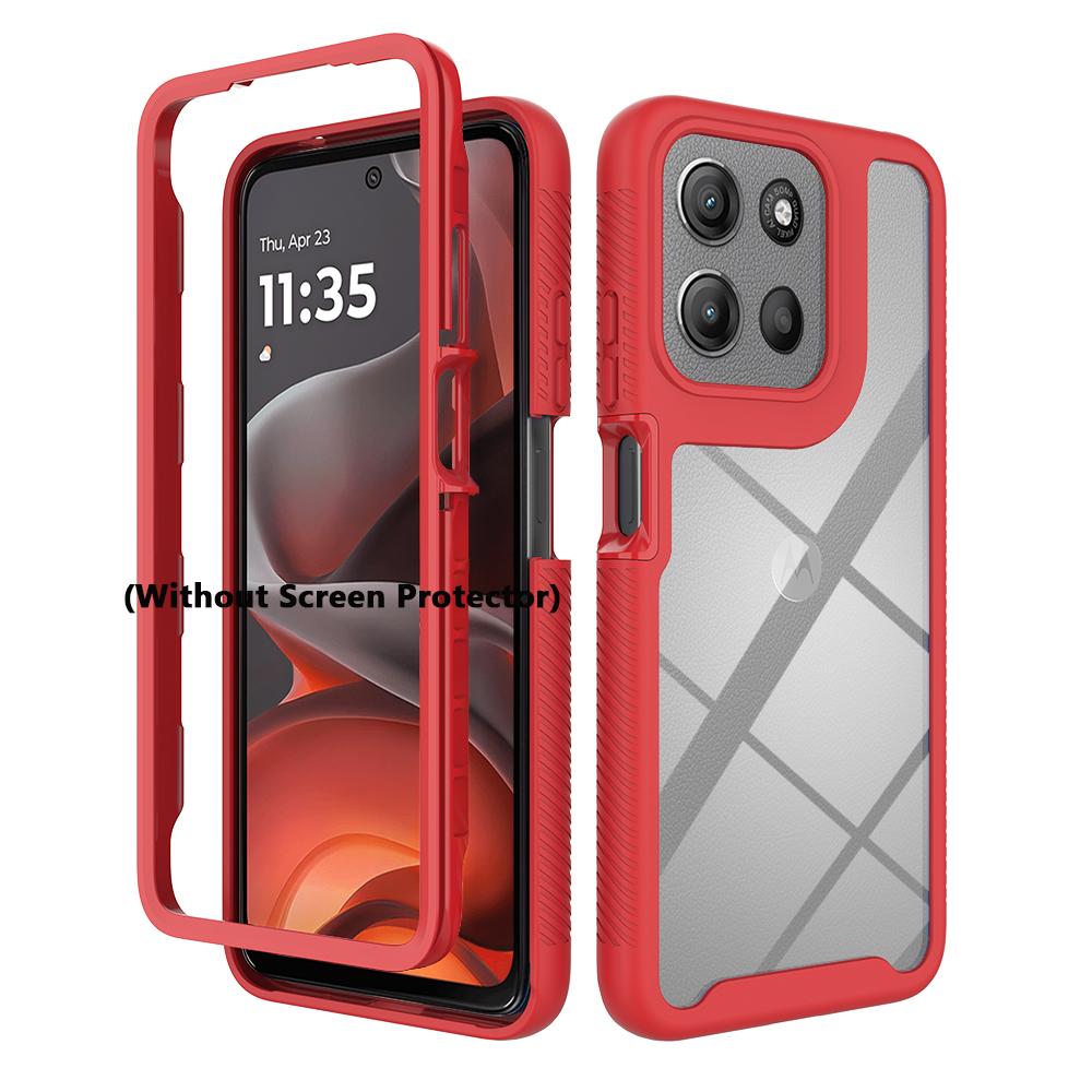 2 in 1 Hybrid Armor Shockproof Phone Case For Motorola Moto G17 TPU Plastic Frame Transparent Acrylic Back Cover Coque Fundas