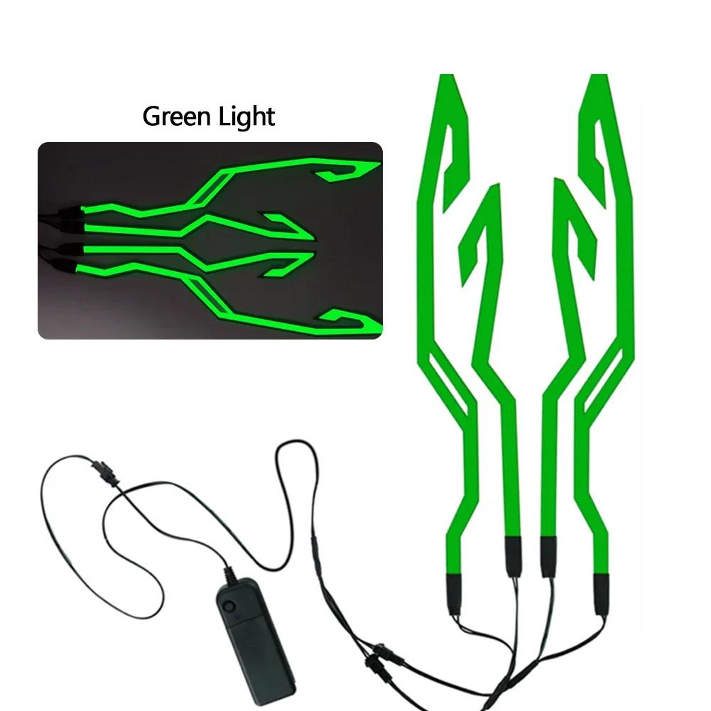 New 4-in-1 Motorcycle Bike Helmet LED Cold Light Strip EL Sticker Waterproof Warning Lights Motorcycle Night Riding Accessories