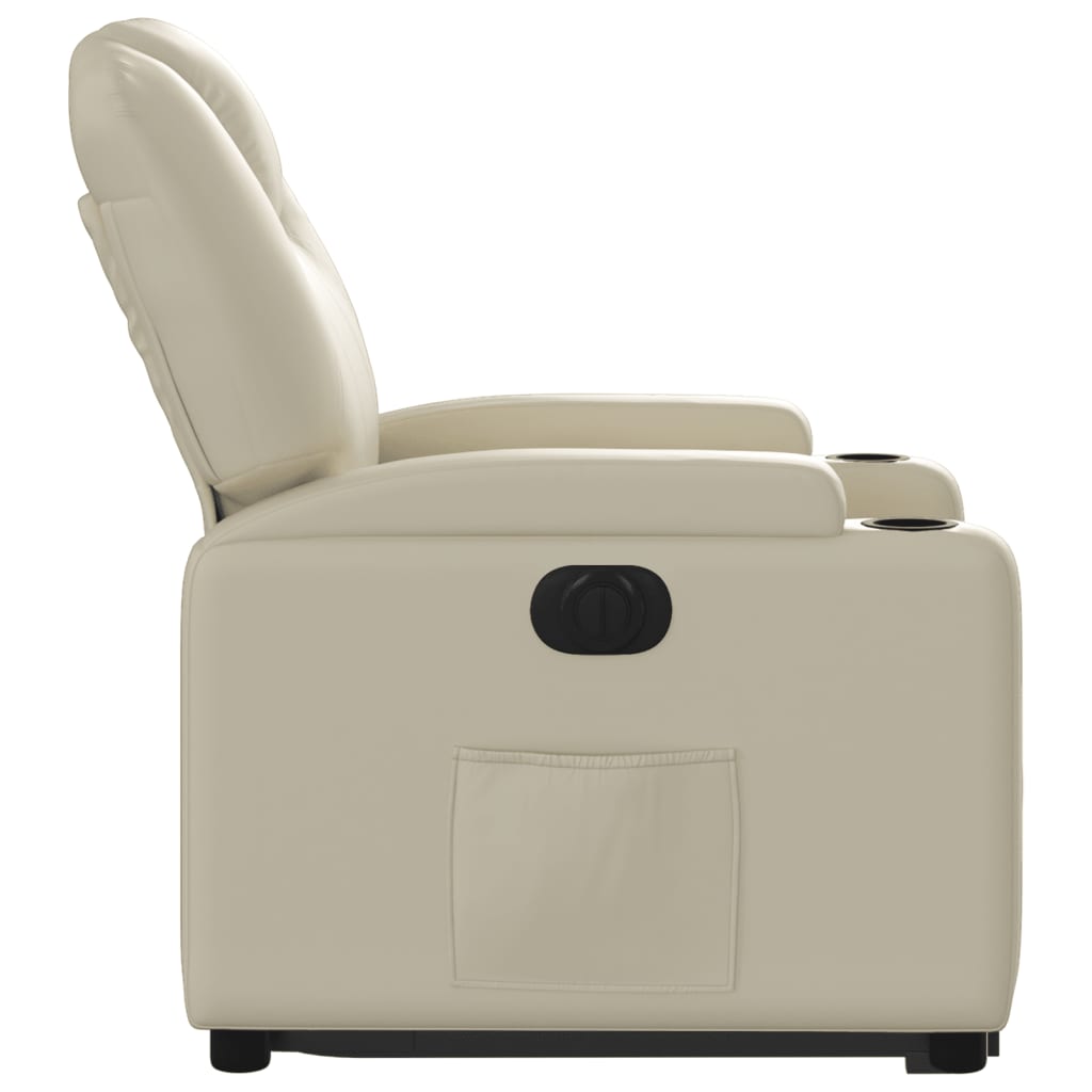 Electric Recliner Chair with Rising Function Cream Artificial Leather