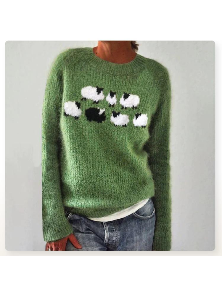 Γυναικείο Πουλόβερ Μακρυμάνικο με Στρογγυλή Λαιμόκοψη, Χρωματικούς Μπλοκ, Άνετη Γραμμή, Μοντέρνο Πλεκτό Πουλόβερ, Πολυτελής Άνετη Εφαρμογή, Κολακευτική και Ευέλικτη Μπλούζα