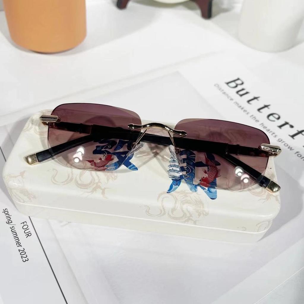 [Exclusive to live broadcast] Middle-aged and elderly high-end frameless reading glasses high definition eye protection anti-blue light temperament ag