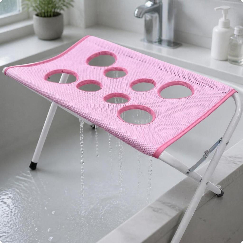Foldable Pet Grooming Stand Raised Bathing Station with Metal Frame Compact