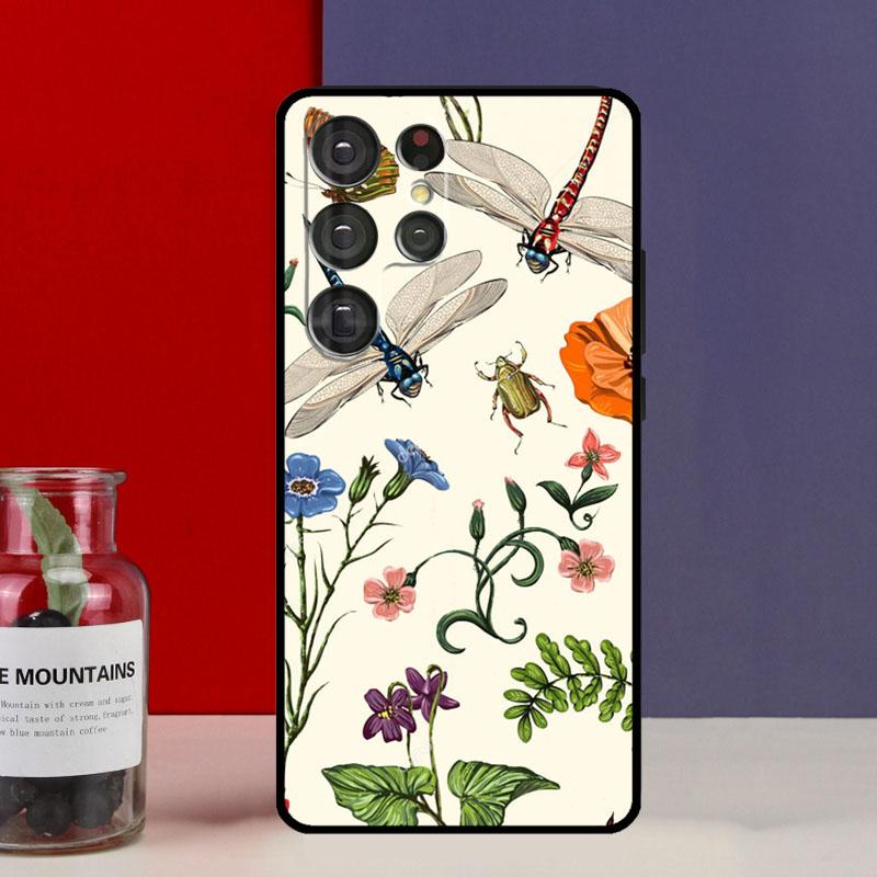Floral Colorful Dragonfly Funda Case For Samsung Galaxy S25 Ultra S9 S10 S20 FE S21 S22 S23 Plus S24 Ultra Phone Cover