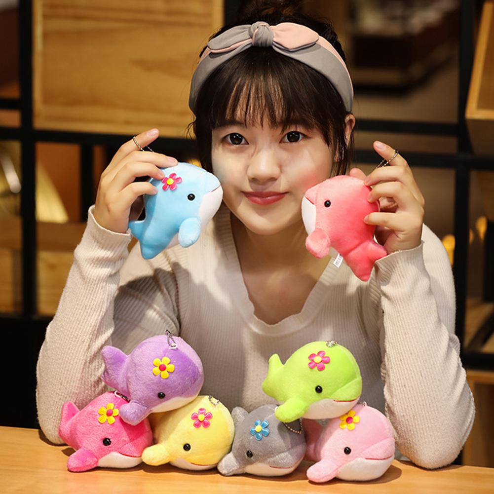 Dolphin Plush Toy With Flower Cute Ocean Fish Toys Key Chain Pendant Gifts For Children Kids Toy Wedding Gifts