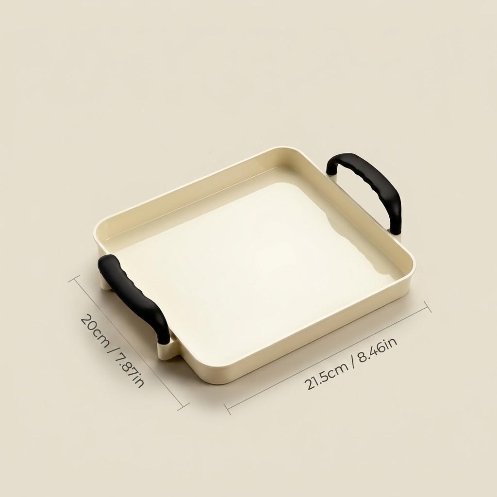 PET Plastic Serving Tray with Handles Clear Food Trays for Eating Diamond Texture Nesting Tea Serving Dishes Platter Tableware