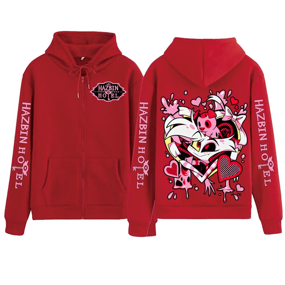 Hazbin Hotel Angel Dust Zipper Hoodie Man Woman Harajuku Pullover Tops Long Sleeve Streetwear Sweatshirt