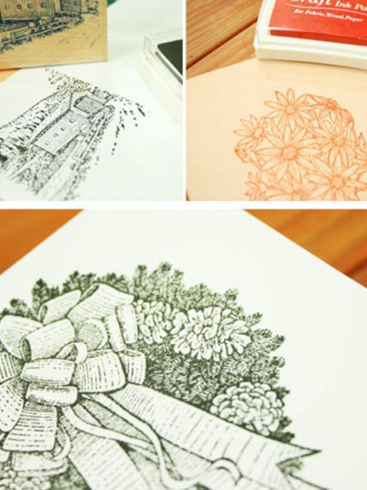 DIY-Stempel Mehrfarbig Gummi-Stempel Ölbasierter Stempelkissen Basteln Stoff