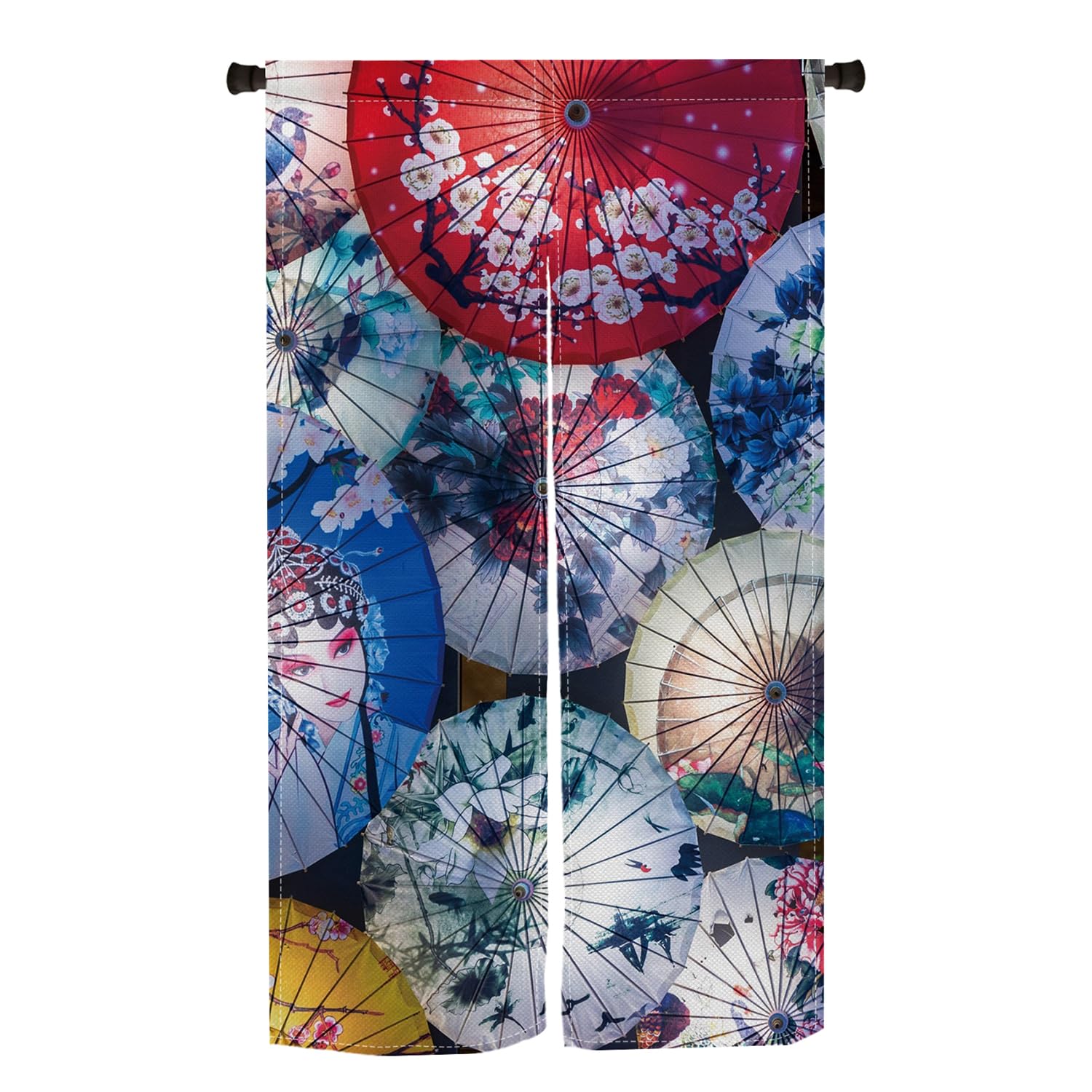 Qinunipoto Noren Curtain with a Japanese Umbrella Simple 85cm Wide x 150cm Perfect for Interior Privacy and Room Stylish Blackout Easy Suitable for