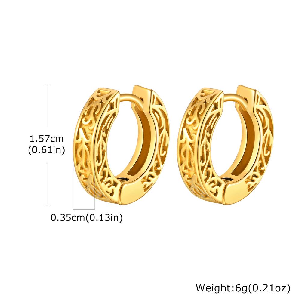 Totem Hoop Earrings for Men Teens,Black Anit Allergy Stainless Steel Huggies Earrings,Rock Punk Ear Zircon