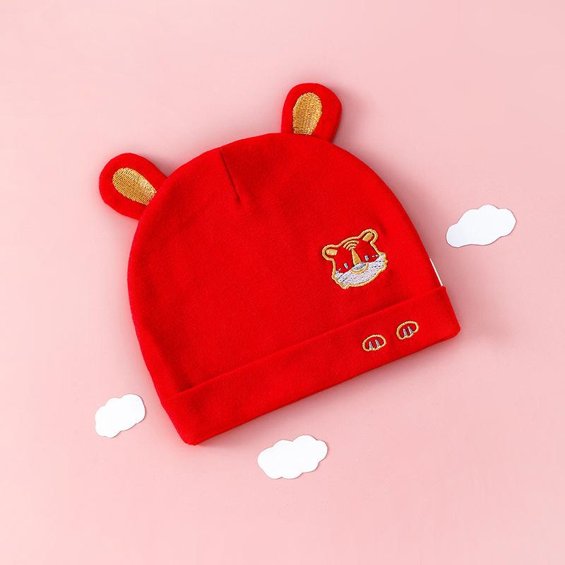 Newborn Red Spring & Autumn Pullover Hat - Festive Thin Style