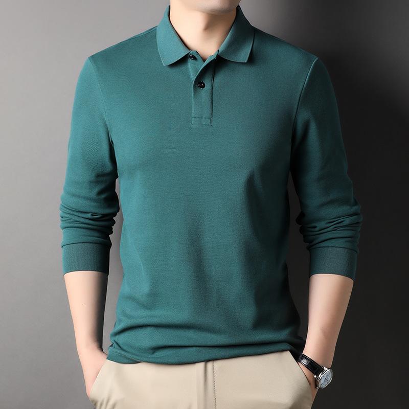 Fall Men's Long Sleeve Polo Shirt Men's Fashion Casual New Style Lapel Cotton Solid Color Men's T-shirt
