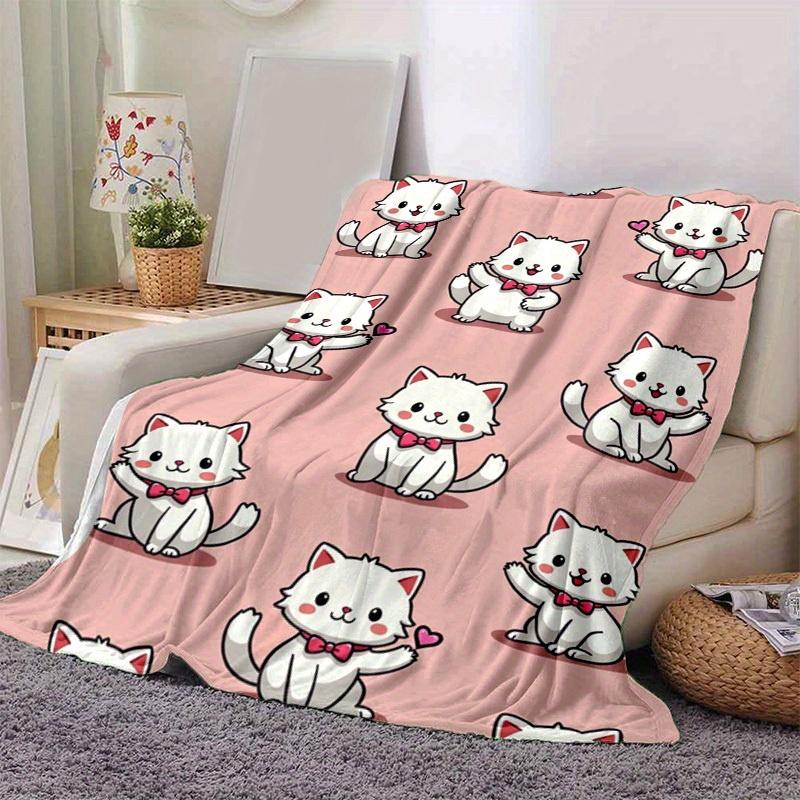 1PC Cute Cartoon Cat Throw Blanket - Seasonal Home Decor, Soft Warm Blanket for Bed or Couch, for Decorating Your Own Sofa and Living Room,