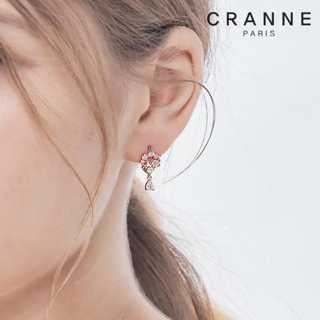 [CRANNE] 14K GF Flower Stone One-Touch Earrings C24EGF193