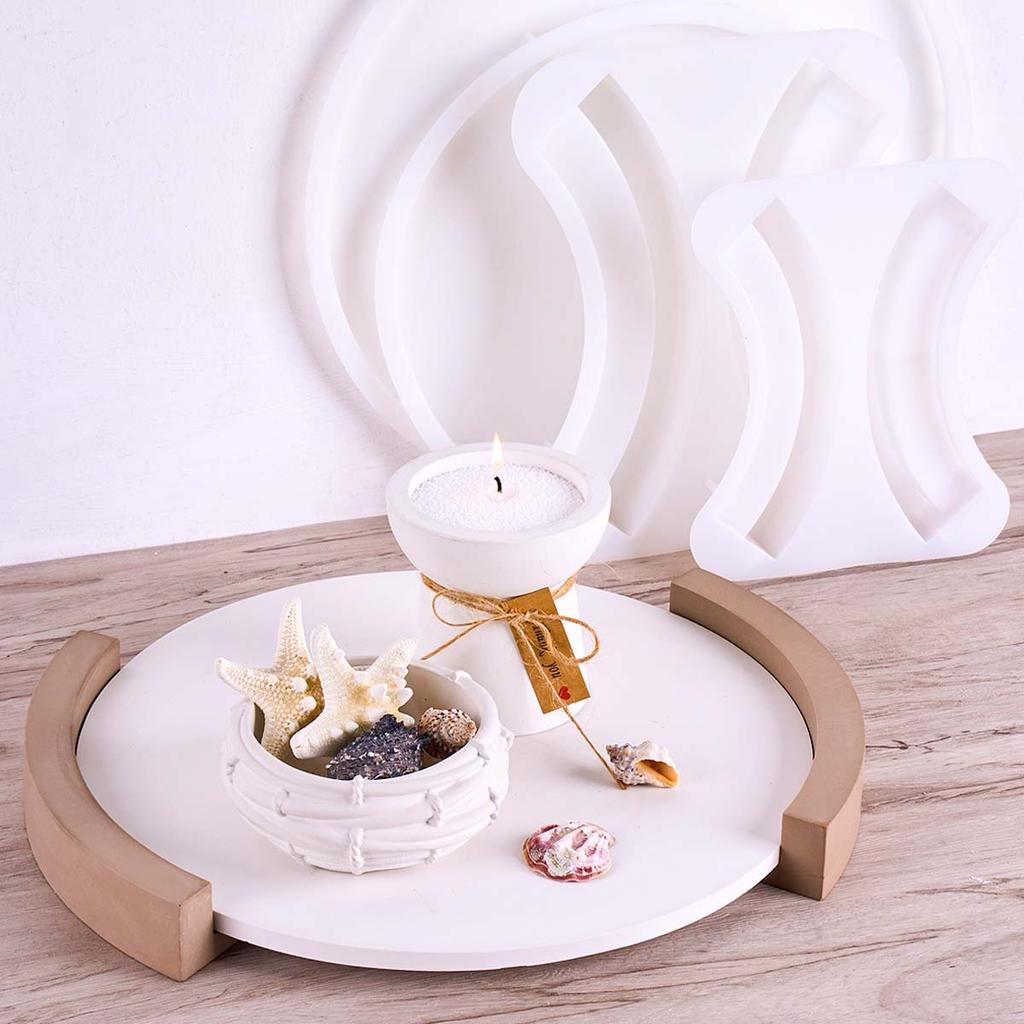 Large Round Storage Tray Silicone Mold DIY Handmade Split-Type Jewelry Display Plate Gypsum Resin Casting Mould Cement Home Deco