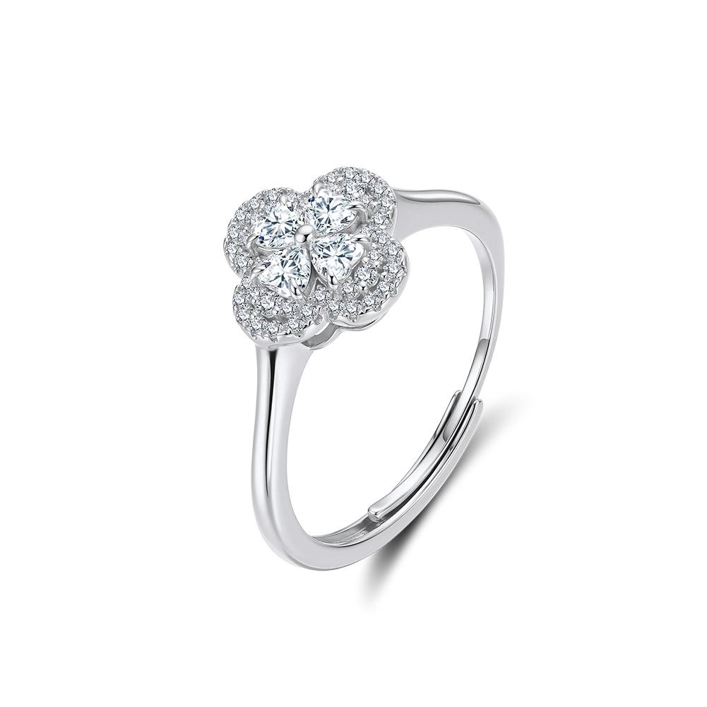 ORSA JEWELS Brilliant 925 Sterling Silver D Color Clover Moissanite Diamand Ring for Women Luxury Party Wedding Jewelry MOR18