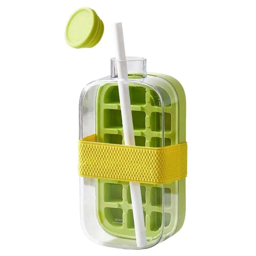 

D5 Vertical Ice Cube Tray with Lid Quick Freeze No-Touch Release Easy Press Ice Cube Maker Mold for Whiskey Cocktails Reusable 500ML зелёный