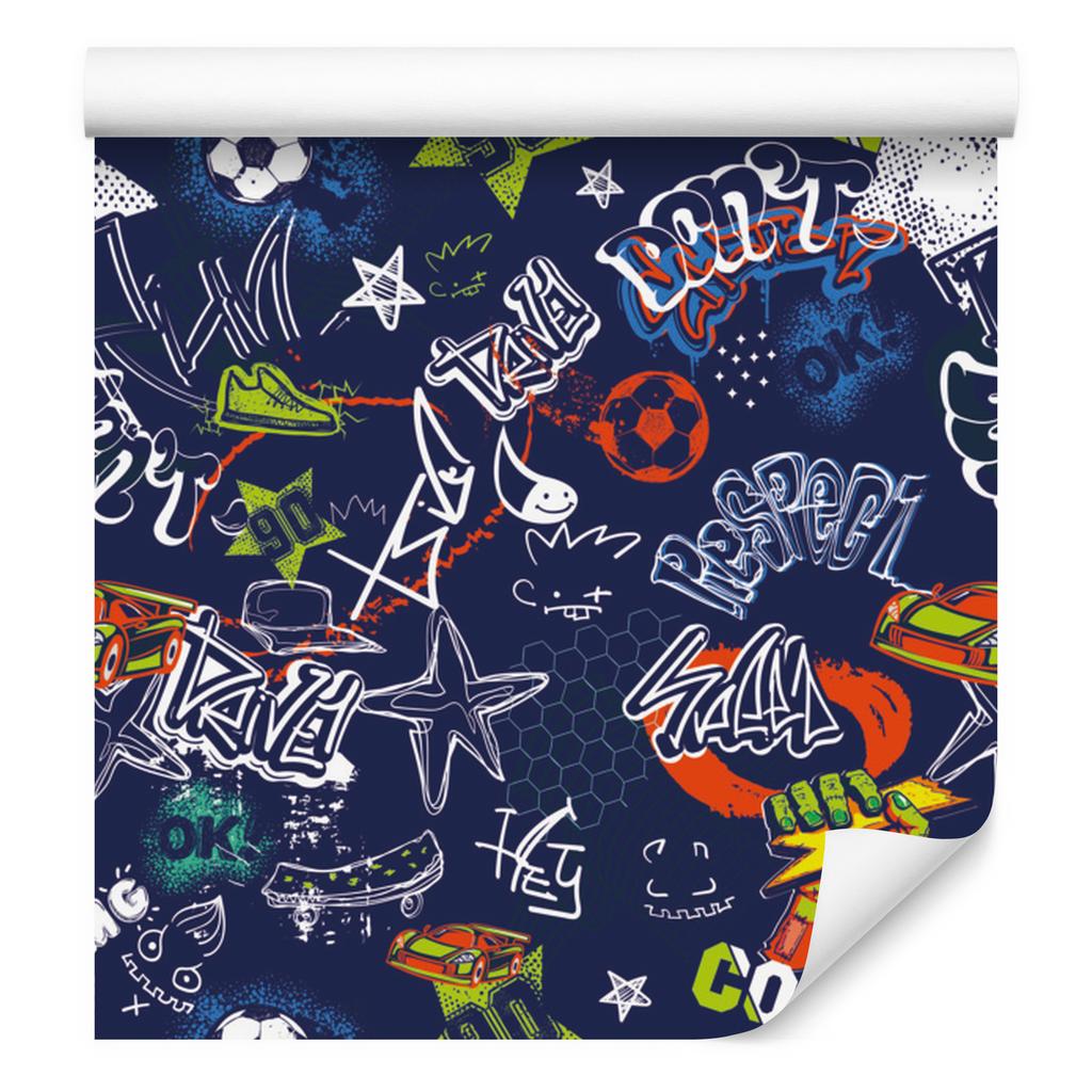 Graffiti Wallpaper Cars and Football for Living Room and Bedroom 50x1000